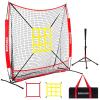ZONLOLO 6x6ft Baseball & Softball Net for Hitting,Pitching and Batting, Throwing,Baseball net with Sturdy Bow Frame,Battting Tee,Strike Zone, Middle Size,Suitable for Kids! (Red) view 1