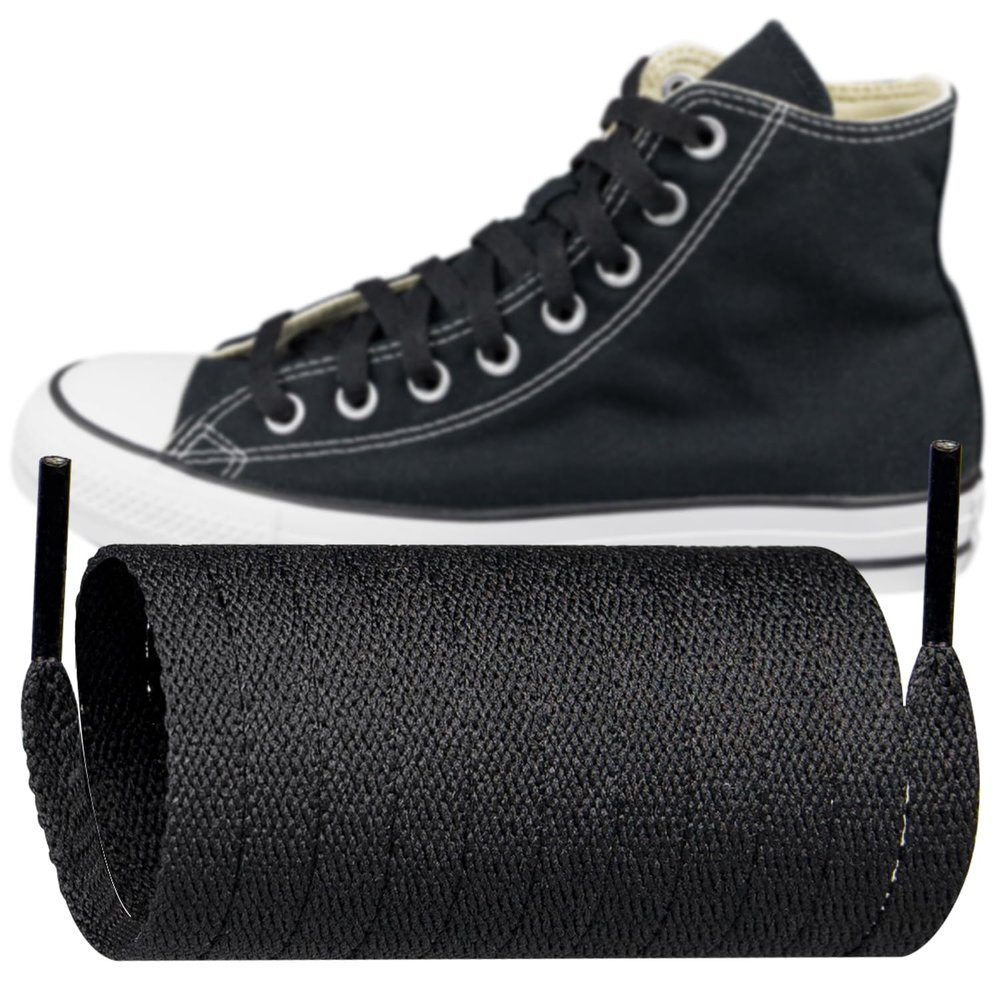 Endoto Shoelaces for Converse Sneaker Shoes Flat Laces Replacement(Color:Black,Size:50Inch)
