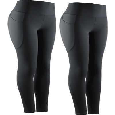 NELEUS High Waist Buttery Soft Tummy Control Yoga Pants Running Workout Leggings,9069,Black/Black,2 Pack,M