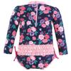 Hudson Baby Girls Rashguard Baby and Toddler Swimsuit, Navy Bright Pink Floral, 4T view 2