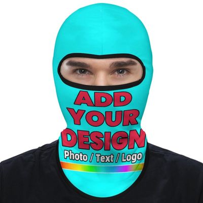 Custom Ski Mask Design Your Own, Personalized Face Mask, Lightweight Face Cover, Balaclava Face Mask Sun Uv Protection Breathable Full Head, 15.7"9.1", Cyan