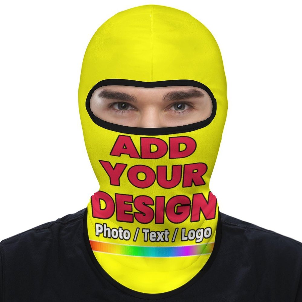 Custom Face Masks, Personalized Face Masks for Adults Picture, Breathable Face Covering for Sun Protection, Face Mask Sun Uv Protection Breathable Full Head Mask, 15.7"9.1", Yellow