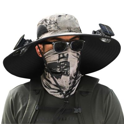 DASHENRAN Wide Brim Solar Fan Outdoor Fishing Hat-Solar & USB Charging,Outdoor Fishing Hat,Hat with Fan,Solar Fan Hat Upf50+ (US, Alpha, One Size, Camouflage C)