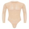 Miutii Mens Mesh See through Long Sleeve Bodysuit Lingerie Nightwear High Cut Lace-up Crotch Leotard Nude Large view 3