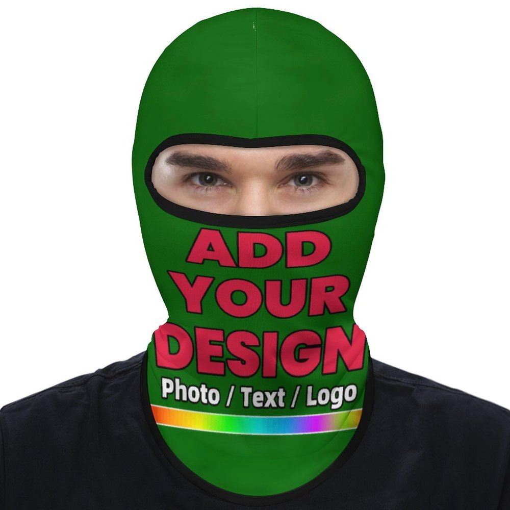 Custom Head Mask, Personalized Face Masks for Adults Picture, Lightweight Face Cover, Face Mask Sun Uv Protection Breathable Full Head Mask for Men, 15.7"9.1", Dark-Green