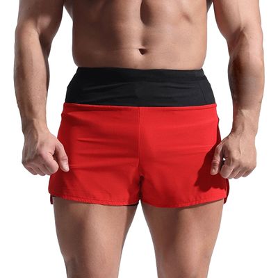 Men's Lightweight Training Gym Shorts Mid Waist Stretch Athletic Running Shorts Basketball Training Short Pants (Red,Large)