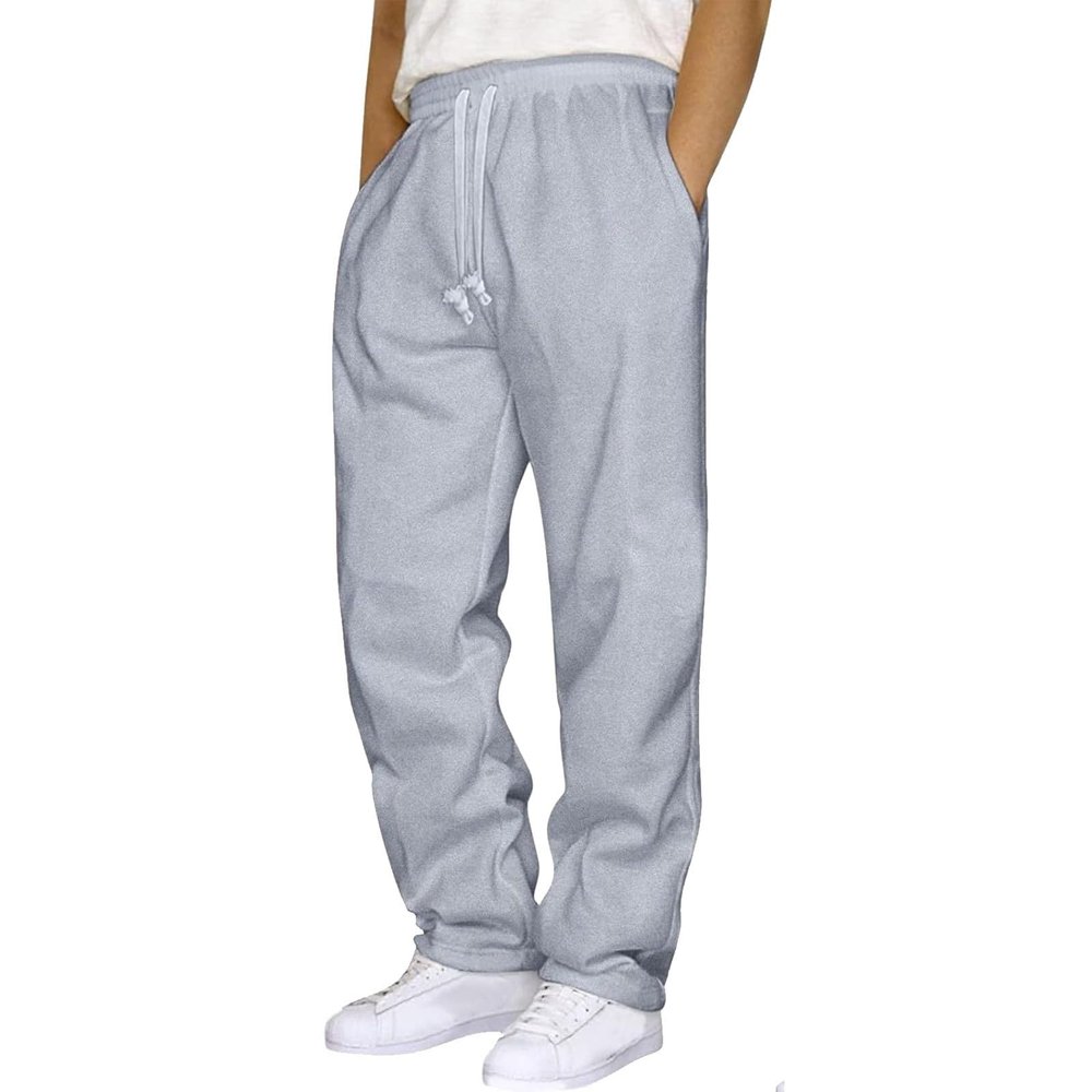 NineFit Basics Men's Sweatpants Drawstring Joggers with Pockets Workout Trousers Baggy Lounge Pant Loose Fit Sweatpants for Men Travel Essentials Work Pants for Men Pants Hangers Gray XX-Large