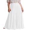 ELAWBTY Long Maxi Floor Lengh Chiffon Skirt Elastic High Waist Bridesmaid Skirt White S-M view 1