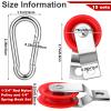 Tondiamo 15 Sets 1-3/4" Red Nylon Pulley and 1/4" Spring Hook Set, Galvanized Snap Clip Reinforced Nylon Baseball Batting Cage Cable System for Netting Baseball Batting Cages view 2