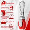 Tondiamo 15 Sets 1-3/4" Red Nylon Pulley and 1/4" Spring Hook Set, Galvanized Snap Clip Reinforced Nylon Baseball Batting Cage Cable System for Netting Baseball Batting Cages view 3