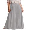 ELAWBTY Long Maxi Floor Lengh Chiffon Skirt Elastic High Waist Bridesmaid Skirt Silver Grey L view 1