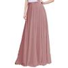 ELAWBTY Long Maxi Floor Lengh Chiffon Skirt Elastic High Waist Bridesmaid Skirt Dusty Pink L view 1