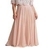 ELAWBTY Long Maxi Floor Lengh Chiffon Skirt Elastic High Waist Bridesmaid Skirt Blush Pink XL-XXL view 1