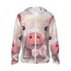 Lovely Pig Sun Protection Hoodie Women Men Jacket UPF 50+ Long Sleeve Sun Shirt Full Zip Rash Guard Black view 1