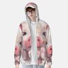 Lovely Pig Sun Protection Hoodie Women Men Jacket UPF 50+ Long Sleeve Sun Shirt Full Zip Rash Guard Black view 3