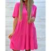 KAJXZ Summer Dresses for Women 2024 Casual V Neck Ruffle Button Dresses Short Sleeve Solid Color Elegant Boho Mini Dress view 2