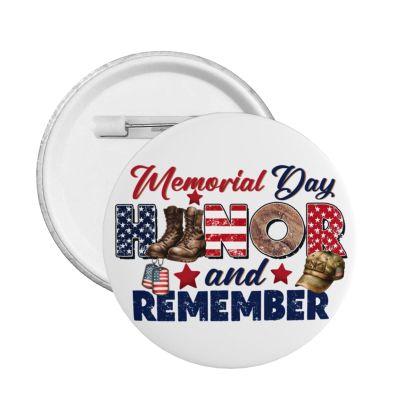 1pc Memorial Day Button Pins Veteran Day Pin 4th Of July American Flag Button Vietnam Veteran Round Badge For Clothes Bag