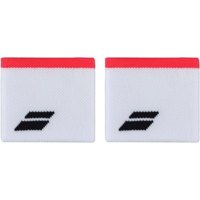 Babolat Logo Tennis Wristbands, White/Red