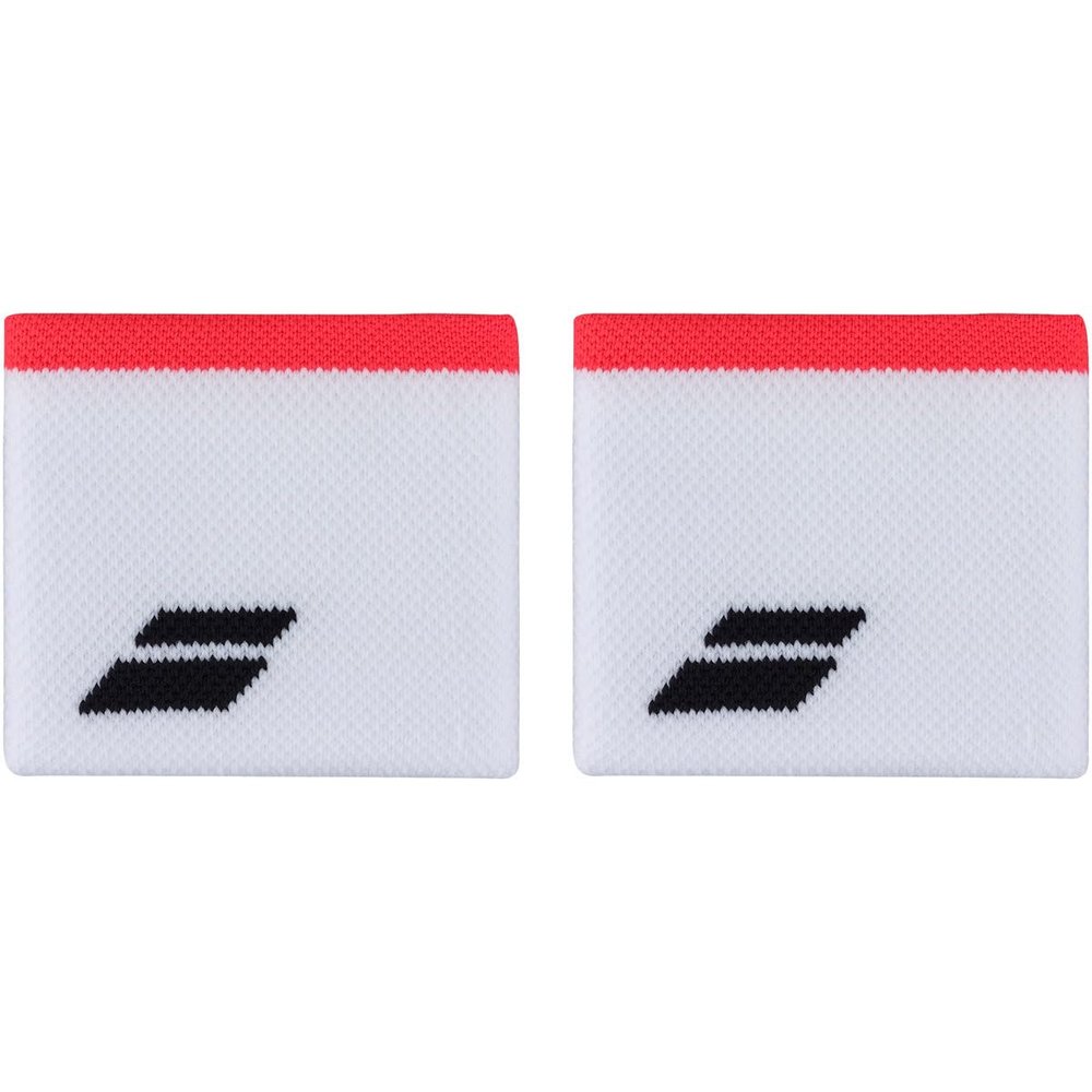 Babolat Logo Tennis Wristbands, White/Red