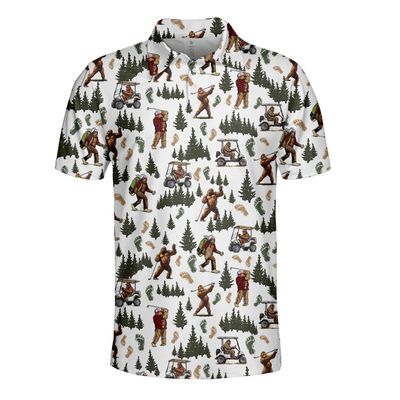 HIHI GLOBAL Bigfoot Golf Polo Shirts for Men, Bigfoot Sasquatch Golf Players, Men Polo Golf Shirt Short Sleeve