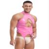 YiZYiF Men's Metallic Patent Leather Jockstrap Cutout High Cut Leotard Bodysuit Jumpsuit Wrestling Pink XX-Large view 3