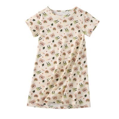 Uobzyaq Little Girls Princess Nightgowns Kids Short Sleeve Cotton Sleep Dress Pajamas Soft Cozy Sleepwear Nightie Night Dress Green Size 13-14Years(170)
