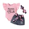 CETEPY 9-12 Months Baby Girl Clothes Newborn Romper Ruffle Sleeve Short Jeans Skirt with Headband Infant Outfits Set Flower Camouflage 9-12 Months view 1