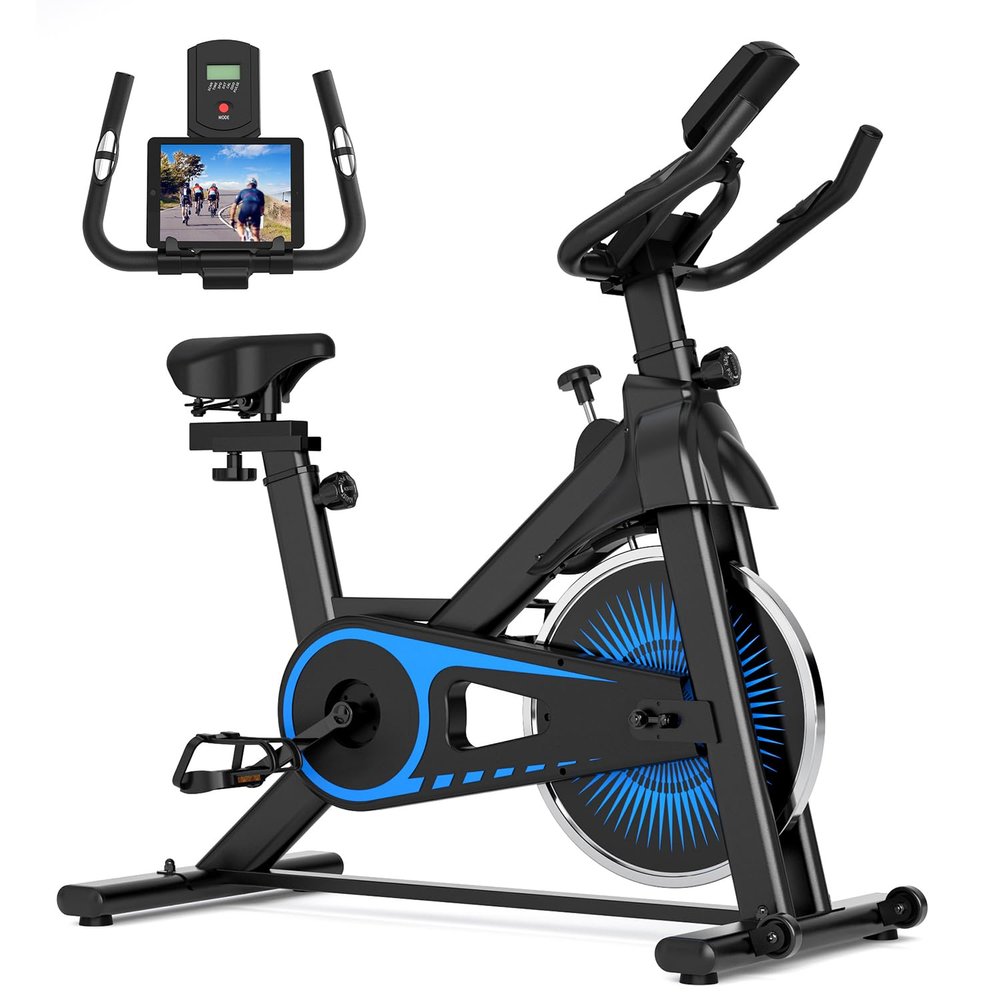 Exercise Bike,Adjustable Resistance Indoor Cycling Bike for Home Exercise - Stationary Bike with Smartphone Holder, LCD Display & Heart Rate Monitor
