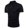 Men's Lightweight Cotton Linen Shirts Casual Short Sleeve Banded Collar Henley Top Hippie Beach Vacation Shirts Black view 1
