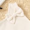 AMIMOJY Baby Girls Summer Dresses Kids One Shoulder Tank Top Halter Solid Shorts Skirt with Bow Casual Outfits Set 2Pcs, 4T, Beige view 3