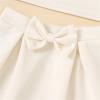 AMIMOJY Baby Girls Summer Dresses Kids One Shoulder Tank Top Halter Solid Shorts Skirt with Bow Casual Outfits Set 2Pcs, 4T, Beige view 4