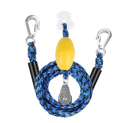 perixir Heavy Duty Boat Tow Harness for Tubing, Water Sports Tow Rope for Boat Towables & Tubes, Self Centering Tow Harness Line with Clip Quick Connector & Stainless Steel Hooks, Blue&Black