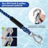 perixir Heavy Duty Boat Tow Harness for Tubing, Water Sports Tow Rope for Boat Towables & Tubes, Self Centering Tow Harness Line with Clip Quick Connector & Stainless Steel Hooks, Blue&Black view 4