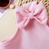AMIMOJY Baby Girls Summer Dresses Kids One Shoulder Tank Top Halter Solid Shorts Skirt with Bow Casual Outfits Set 2Pcs, 4T, Pink view 4