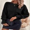 SHEWIN Womens Sweaters Casual Crewneck Long Sleeve Shirts Loose Lightweight Knit Pullover Sweaters Spring Outfits for Women 2026 Black Medium view 3