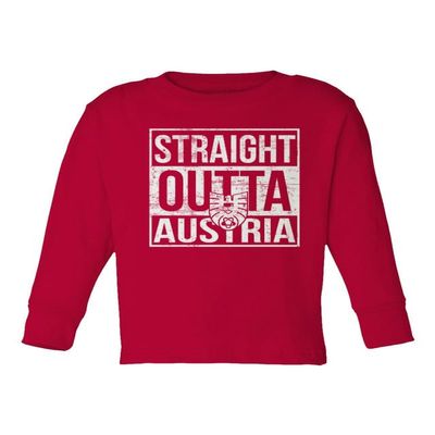 Straight Outta Austria - Europe Soccer Inspired Fans Toddler Long Sleeve T-Shirt (Red, 5T)