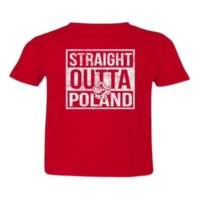 Straight Outta Poland - Europe Soccer Inspired Fans Toddler T-Shirt (Red, 3T)