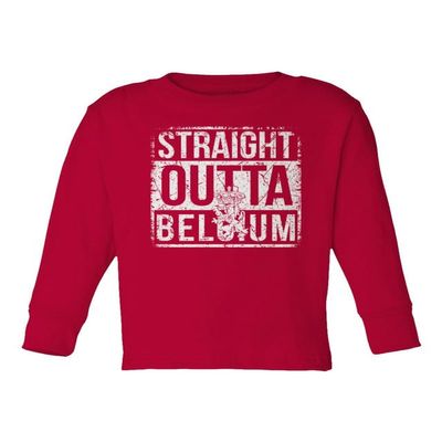 Straight Outta Belgium - Europe Soccer Inspired Fans Toddler Long Sleeve T-Shirt (Red, 3T)