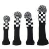 4 Pieces Stripes Knitted Golf Club Head Covers 1 3 5 X Driver and Fairway Wood2 and Hybrid(UT) (Black Square(4piece Set)) view 2