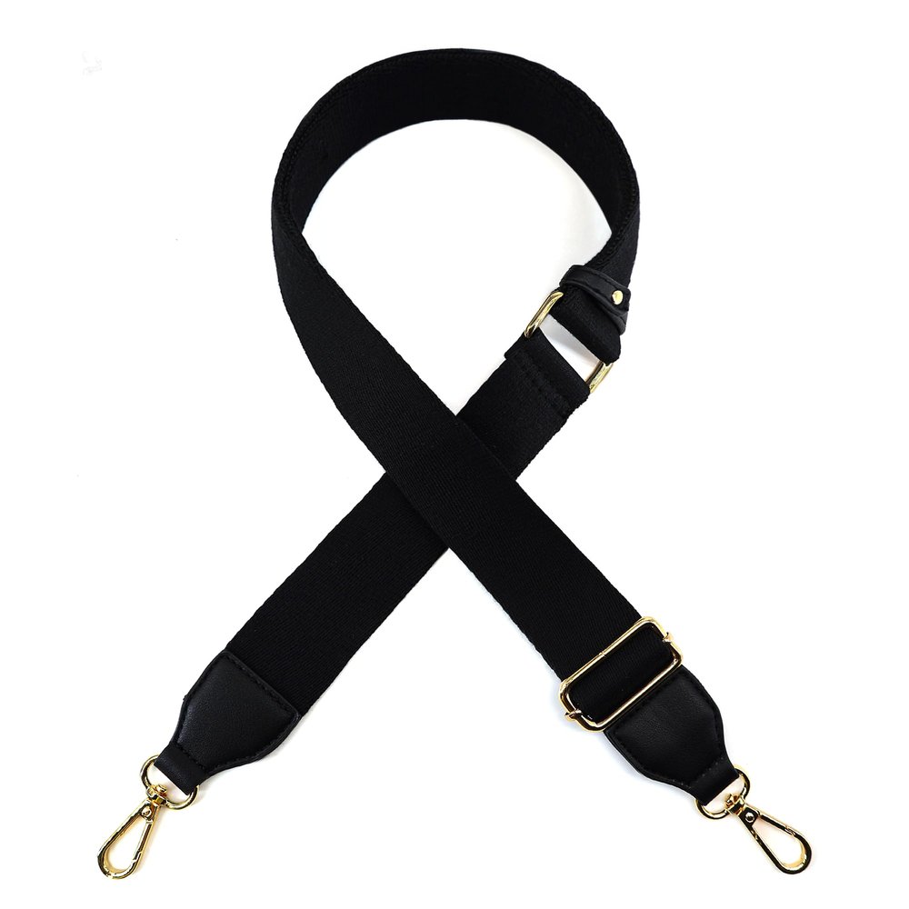 Like Dreams Purse Strap | Black Wide Adjustable Crossbody Strap for Handbags, Totes, Mini Bags, Guitar Style | 1.5 Shoulder Bag Strap with Gold Hardware