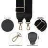 Like Dreams Purse Strap | Black Wide Adjustable Crossbody Strap for Handbags, Totes, Mini Bags, Guitar Style | 1.5 Shoulder Bag Strap with Gold Hardware view 2