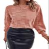 SHEWIN Spring Sweaters for Women Casual Crewneck Lantern Sleeve Womens Sweater Soft Lightweight Womens Spring Fashion 2026 Sweaters Pink X-Large view 4