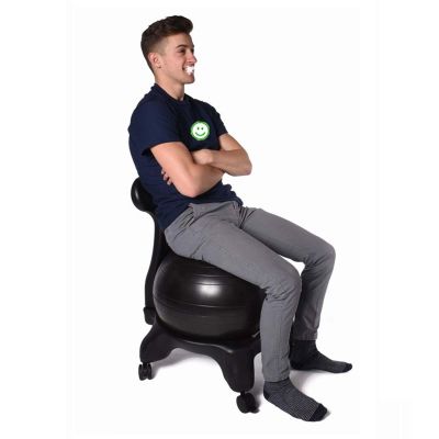 CMYUN Yoga Ball Chair Office Ball Chair with Back & Wheels, Stability Exercise Balls for Sitting at Desk, Ergonomic Yoga Seat for Adults Kids Pregnancy, 53cm (Color : Black)