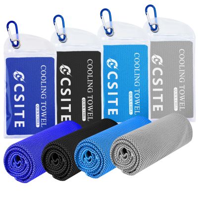 CSITE Cooling Towels for Neck and Face - 4 Pack 47x12 Inch Ice Cold Microfiber Towels, Soft & Breathable Cooling Towel for Hot Weather, Sports, Yoga, Workout, Running, Golf, Camping