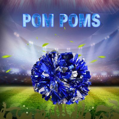 Akozon Cheerleader Aerobics Pom Poms Pompoms for Dance Party School Sports Outdoor Product (Blue+Silver)