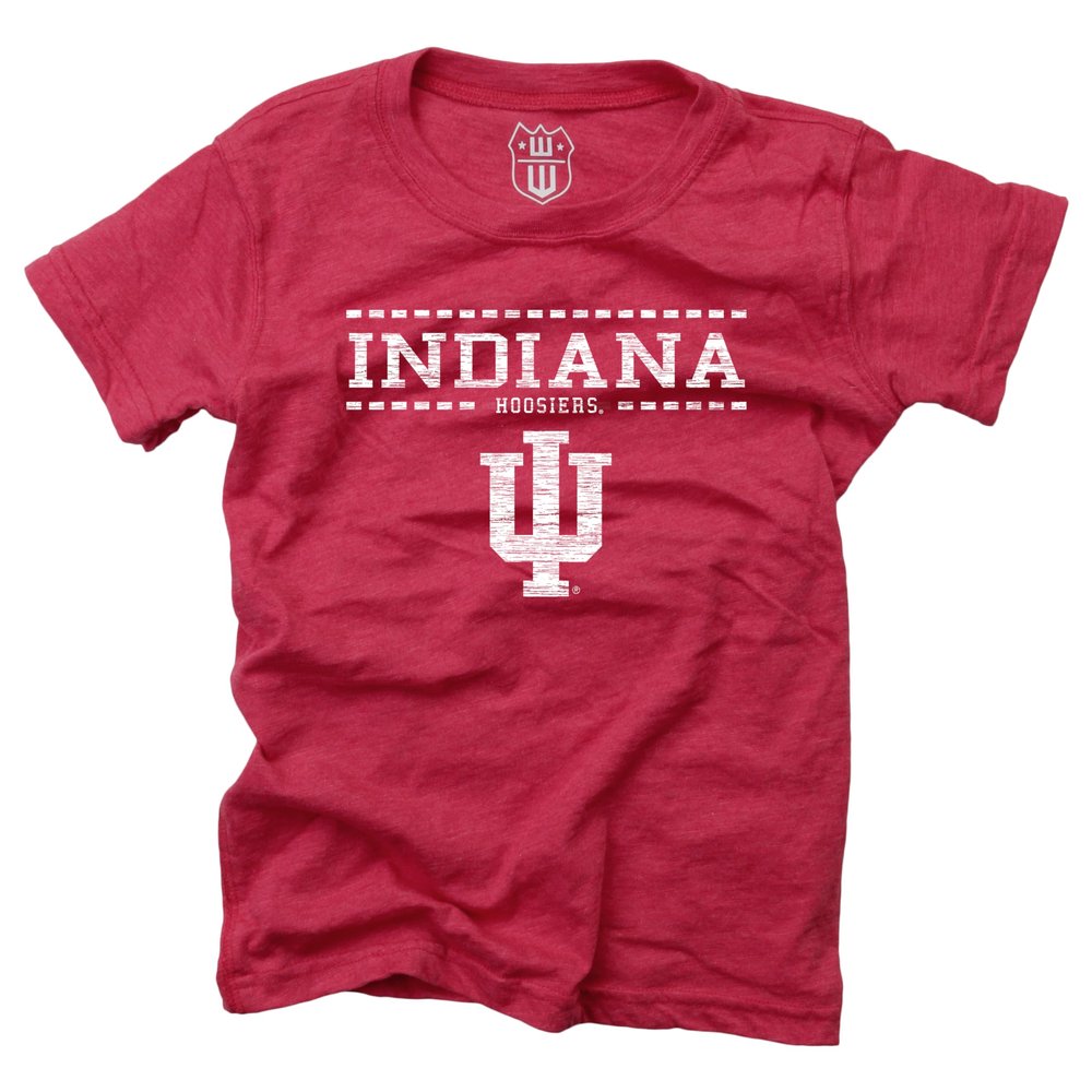 Wes and Willy NCAA Girls S/S Blended Tee,Indiana Hoosiers,10,Bullseye Red