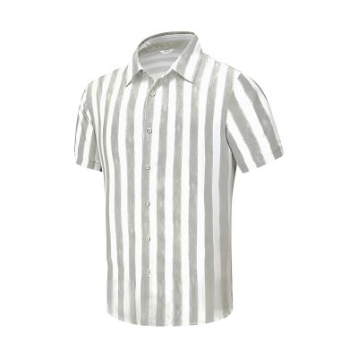xoxingysm Mens Summer Shirts Retro Stripe Print Shirts Button Down Short Sleeve Casual Wrinkle Free Work T Shirt Vacation Top Pink