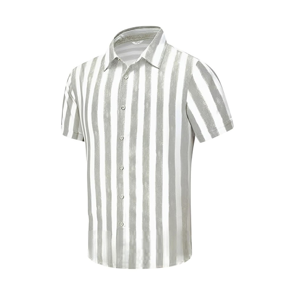 xoxingysm Mens Summer Shirts Retro Stripe Print Shirts Button Down Short Sleeve Casual Wrinkle Free Work T Shirt Vacation Top Pink