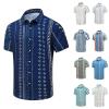 xoxingysm Mens Summer Shirts Retro Stripe Print Shirts Button Down Short Sleeve Casual Wrinkle Free Work T Shirt Vacation Top Pink view 4