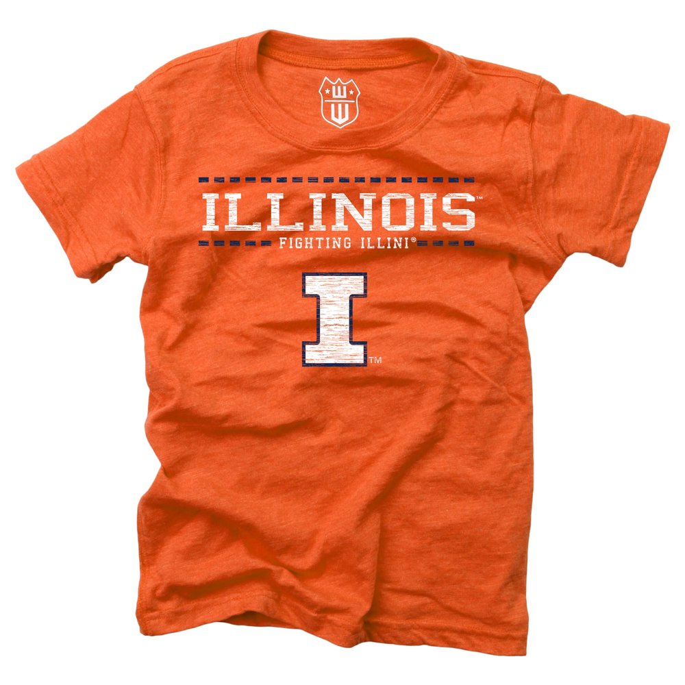 Wes and Willy NCAA Girls S/S Blended Tee,Illinois Fighting Illini,12,Orange Crush
